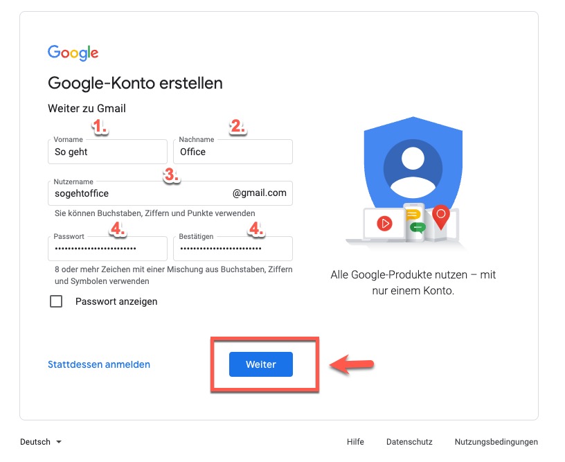 Schritt 2: Gmail Konto erstellen